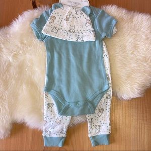 Teddy bear onesie, leggings and hat set